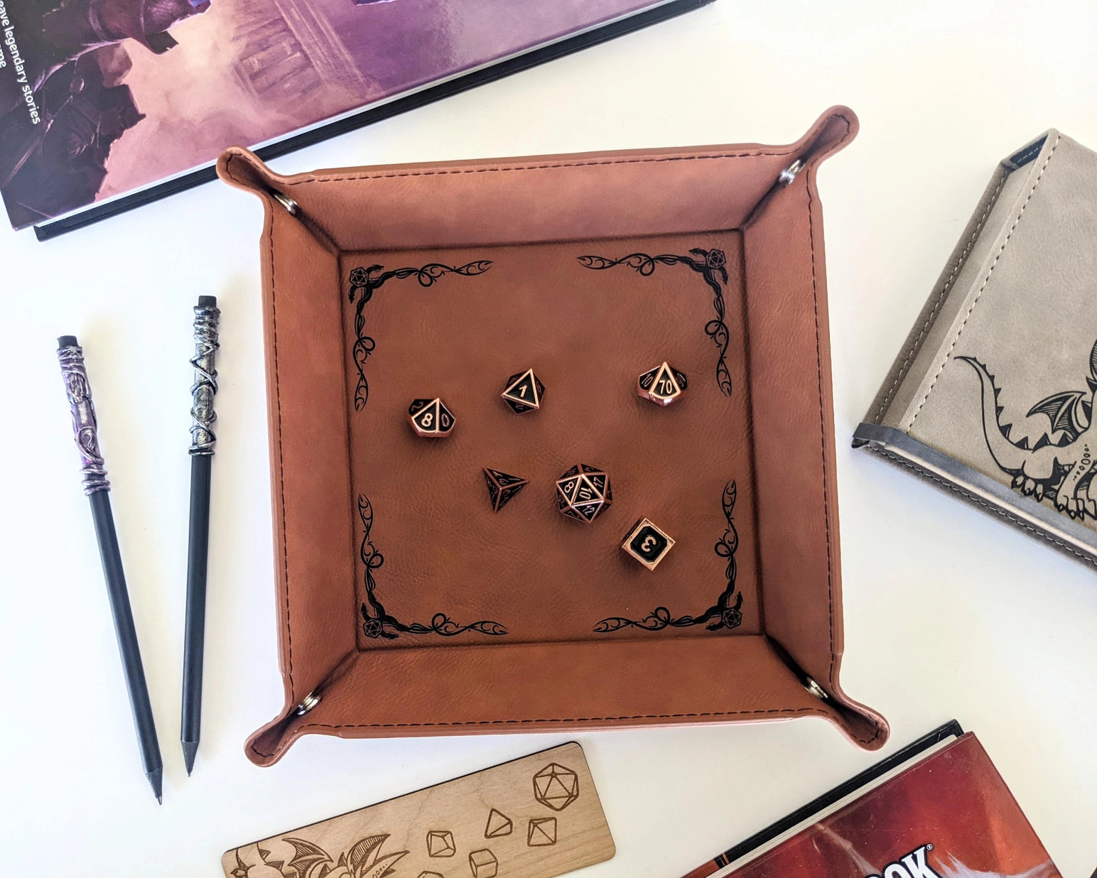 NTSD Gaming Square Leatherette Dice Tray, Assorted Styles | Odin's Place