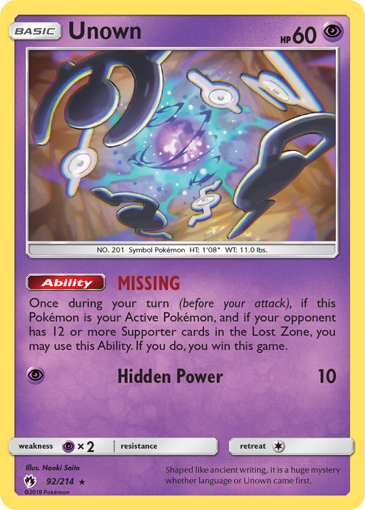 Unown (92/214) [Sun & Moon: Lost Thunder] | Odin's Place