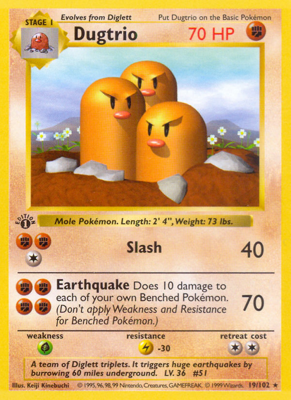 Dugtrio (19/102) (Shadowless) [Base Set 1st Edition] | Odin's Place