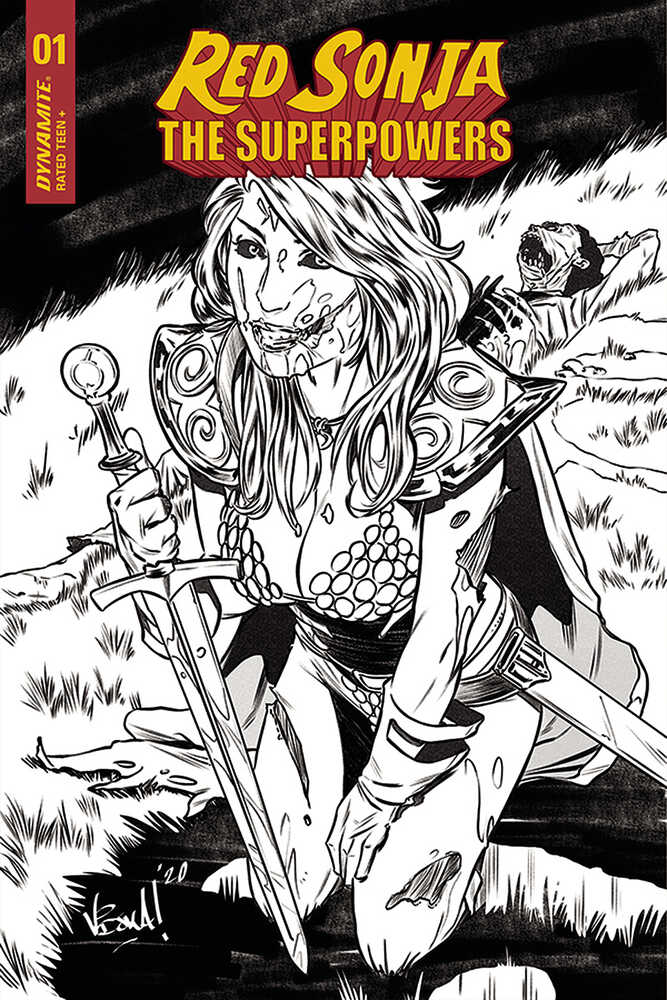 Red Sonja The Superpowers #1 15 Copy Federici Zombie Black & White Inc | Odin's Place