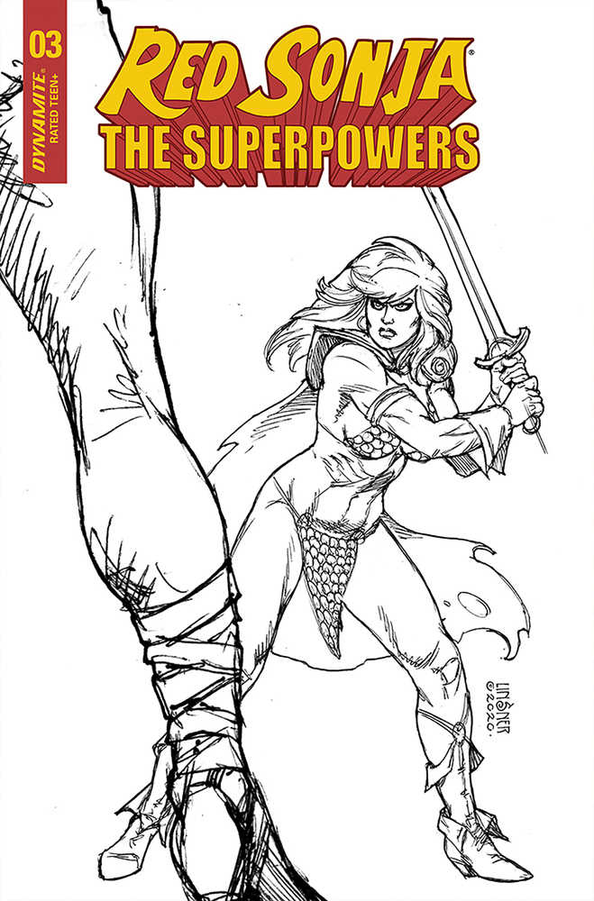 Red Sonja The Superpowers #3 10 Copy Linsner Black & White Variant Edition | Odin's Place