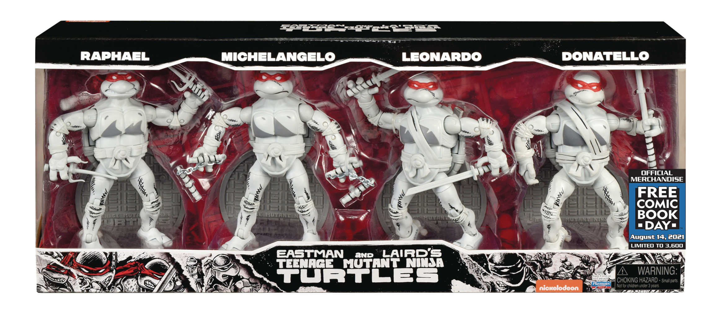 Free Comic Book Day 2021 Teenage Mutant Ninja Turtles Ninja Elite Series Previews Exclusive Black & White Action Figure 4pk Set | Odin's Place