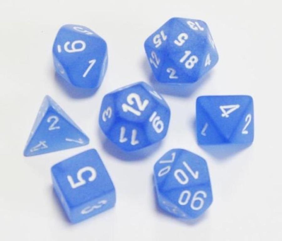 Chessex Frosted: Poly Blue/White Set Poly 7 Set | Odin's Place
