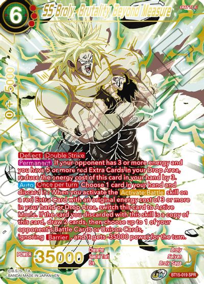 SS Broly, Brutality Beyond Measure (SPR) (BT15-019) [Saiyan Showdown] | Odin's Place
