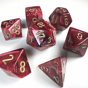 Chessex Vortex: Poly Burgundy/Gold Poly 7 Set | Odin's Place