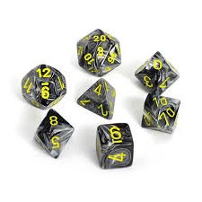 Chessex Vortex: Poly Black/Yellow Poly 7 Set | Odin's Place