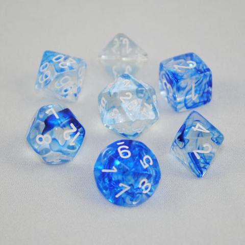 Chessex Dice Menagerie 6 Poly Nebula Dark Blue/White Poly 7 Set | Odin's Place