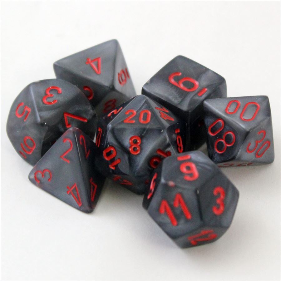 Chessex Velvet: Poly Black/Red Poly 7 Set | Odin's Place