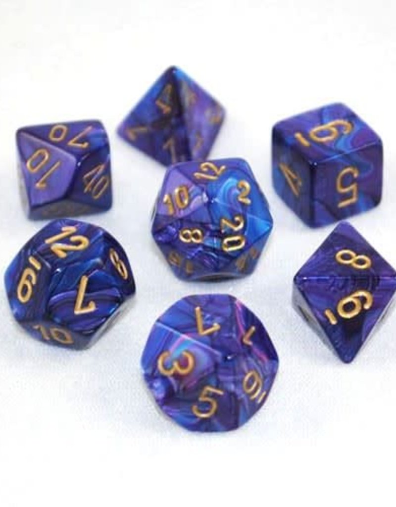 Chessex Lustrous: Poly Purple/Gold Poly 7 Set | Odin's Place