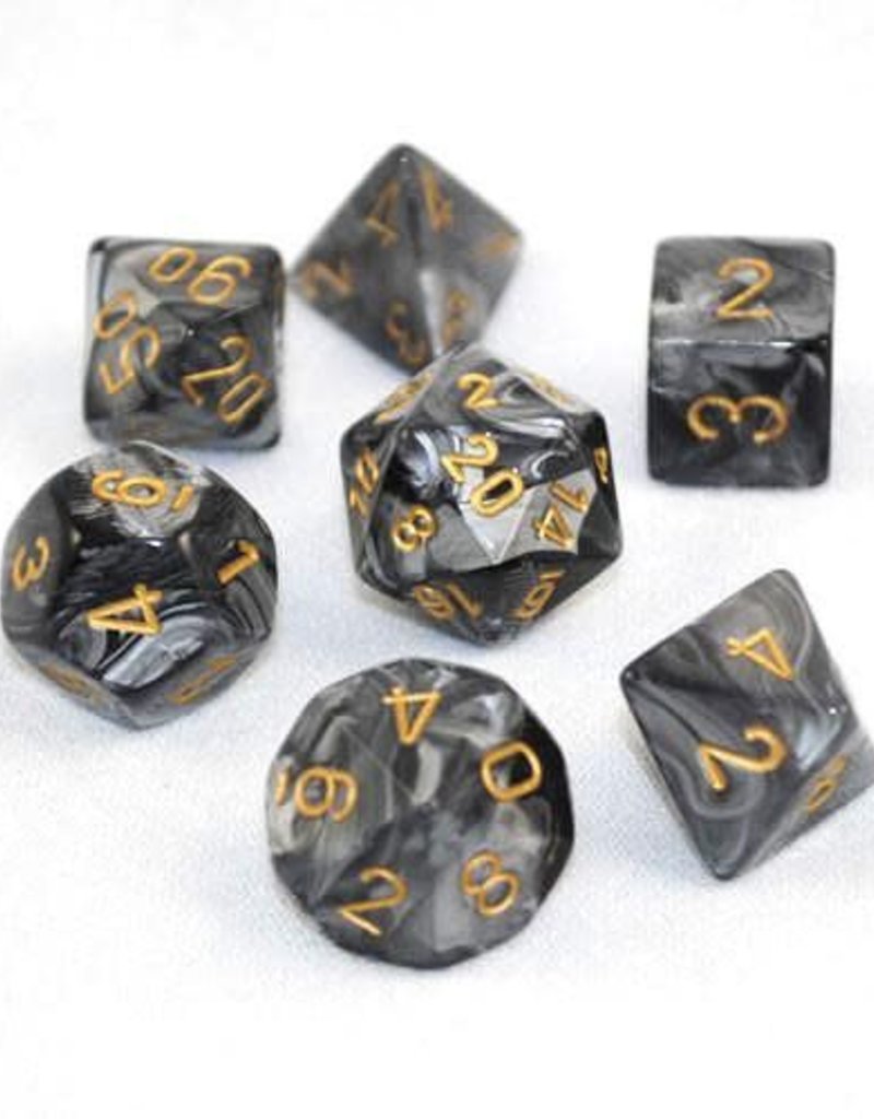 Chessex Lustrous: Poly Black/Gold Poly 7 Set | Odin's Place