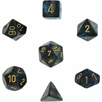 Chessex Lustrous: Poly Shadow/Gold Poly 7 Set | Odin's Place