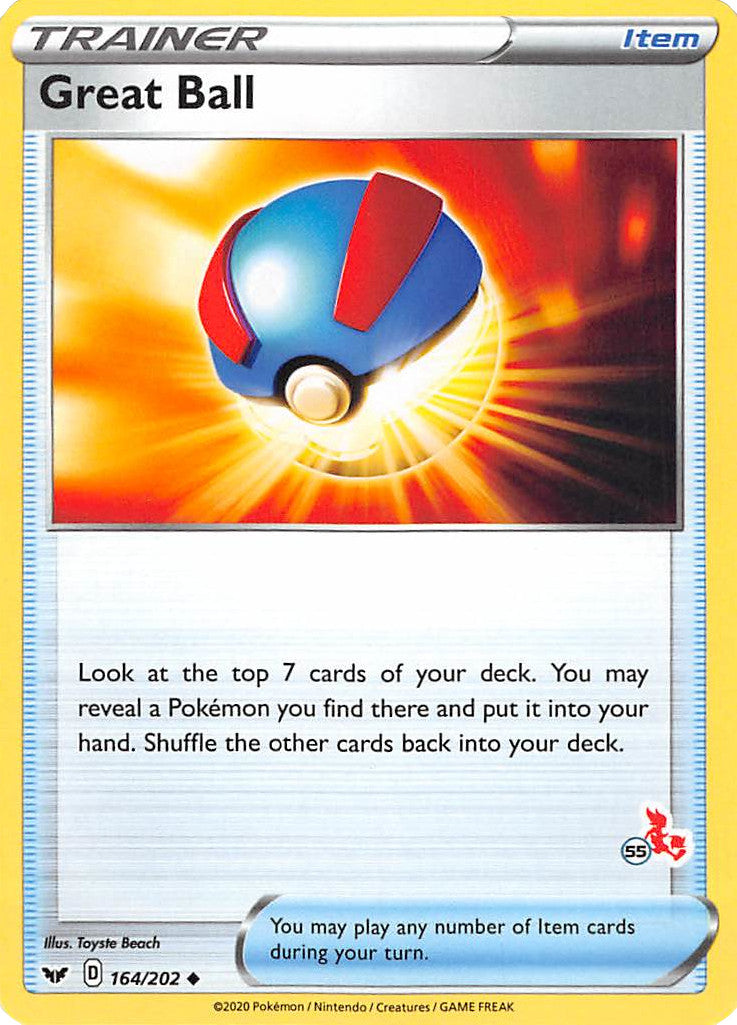 Great Ball (164/202) (Cinderace Stamp #55) [Battle Academy 2022] | Odin's Place