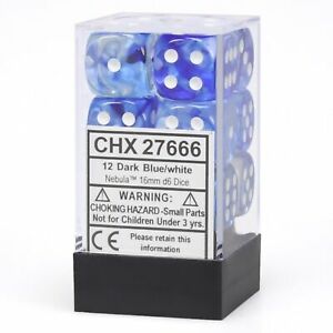 Chessex Dice Menagerie 6 Nebula 16mm D6 Drk Blue/White/Black 12 ct | Odin's Place
