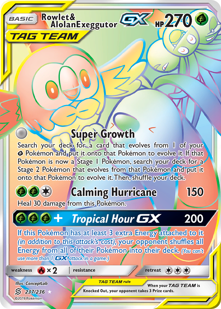 Rowlet & Alolan Exeggutor GX (237/236) [Sun & Moon: Unified Minds] | Odin's Place