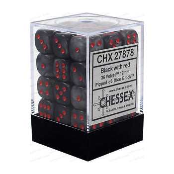 Chessex Velvet: 12mm D6 Black/Red 36 ct | Odin's Place