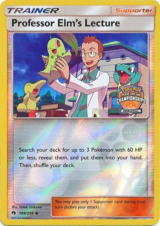 Professor Elm's Lecture (188/214) (Regional Championship Promo) [Sun & Moon: Lost Thunder] | Odin's Place
