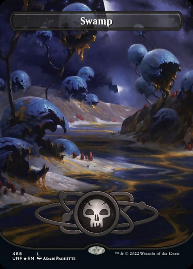Swamp (488) (Planetary Space-ic Land) (Galaxy Foil) [Unfinity] | Odin's Place