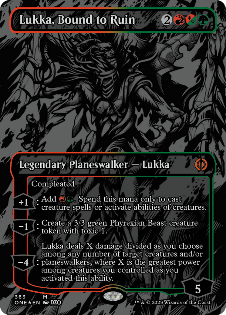 Lukka, Bound to Ruin (Oil Slick Raised Foil) [Phyrexia: All Will Be One] | Odin's Place