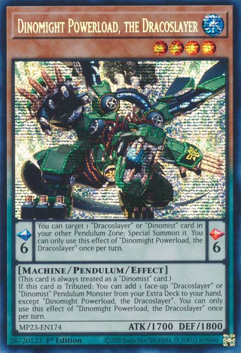 Dinomight Powerload, the Dracoslayer [MP23-EN174] Prismatic Secret Rare | Odin's Place