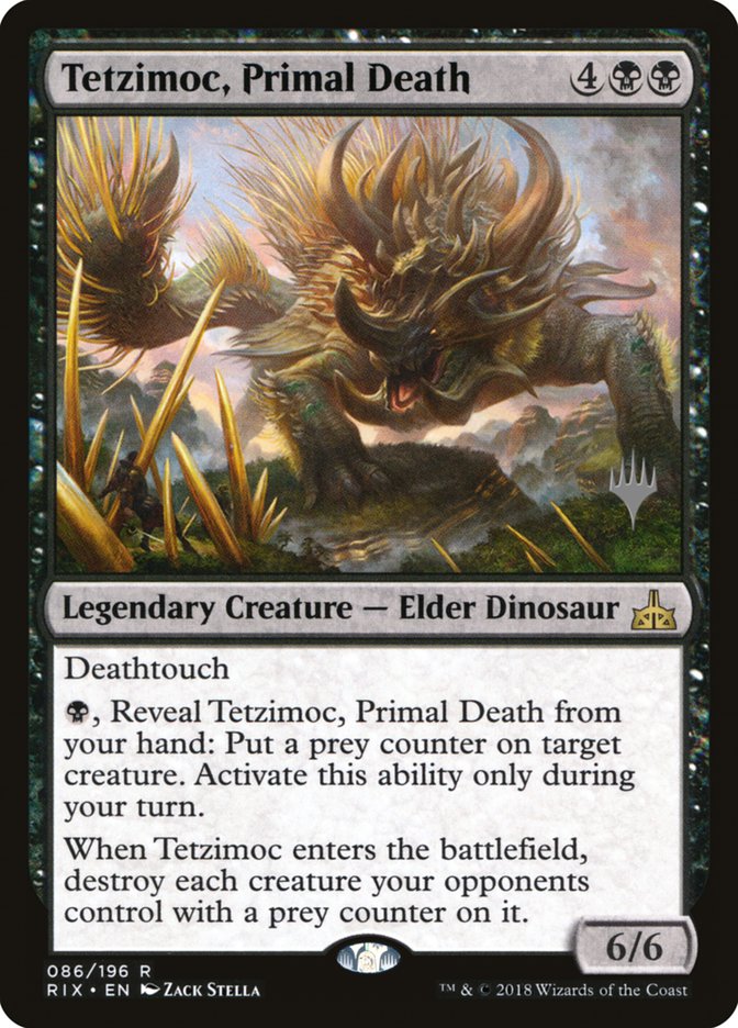 Tetzimoc, Primal Death (Promo Pack) [Rivals of Ixalan Promos] | Odin's Place