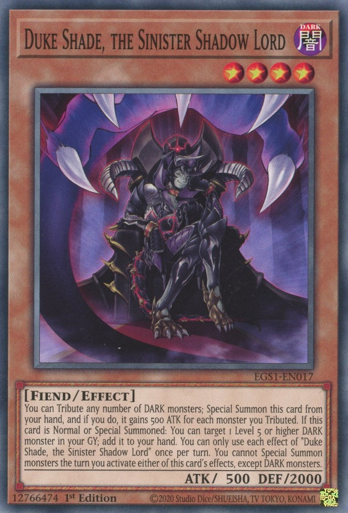 Duke Shade, the Sinister Shadow Lord [EGS1-EN017] Common | Odin's Place