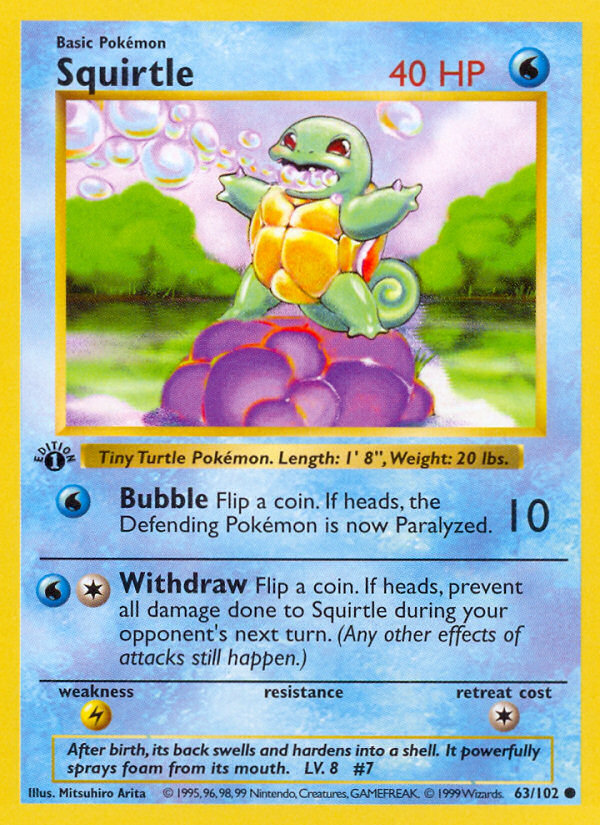 Squirtle (63/102) (Shadowless) [Base Set 1st Edition] | Odin's Place