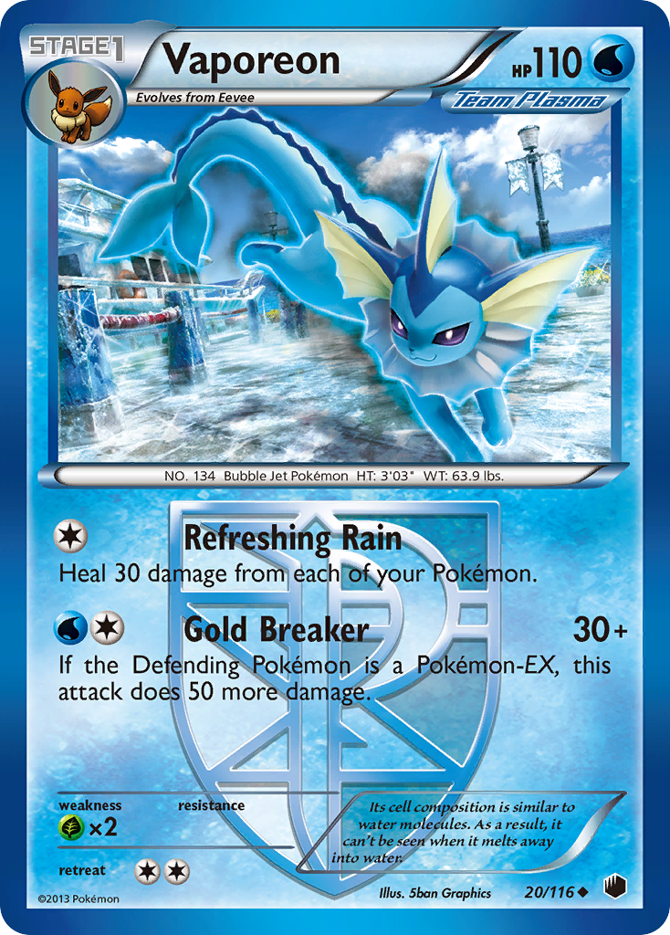 Vaporeon (20/116) [Black & White: Plasma Freeze] | Odin's Place