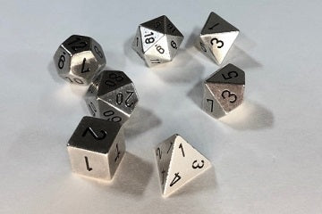 Chessex Silver Metal with Black Poly 7 Set | Odin's Place