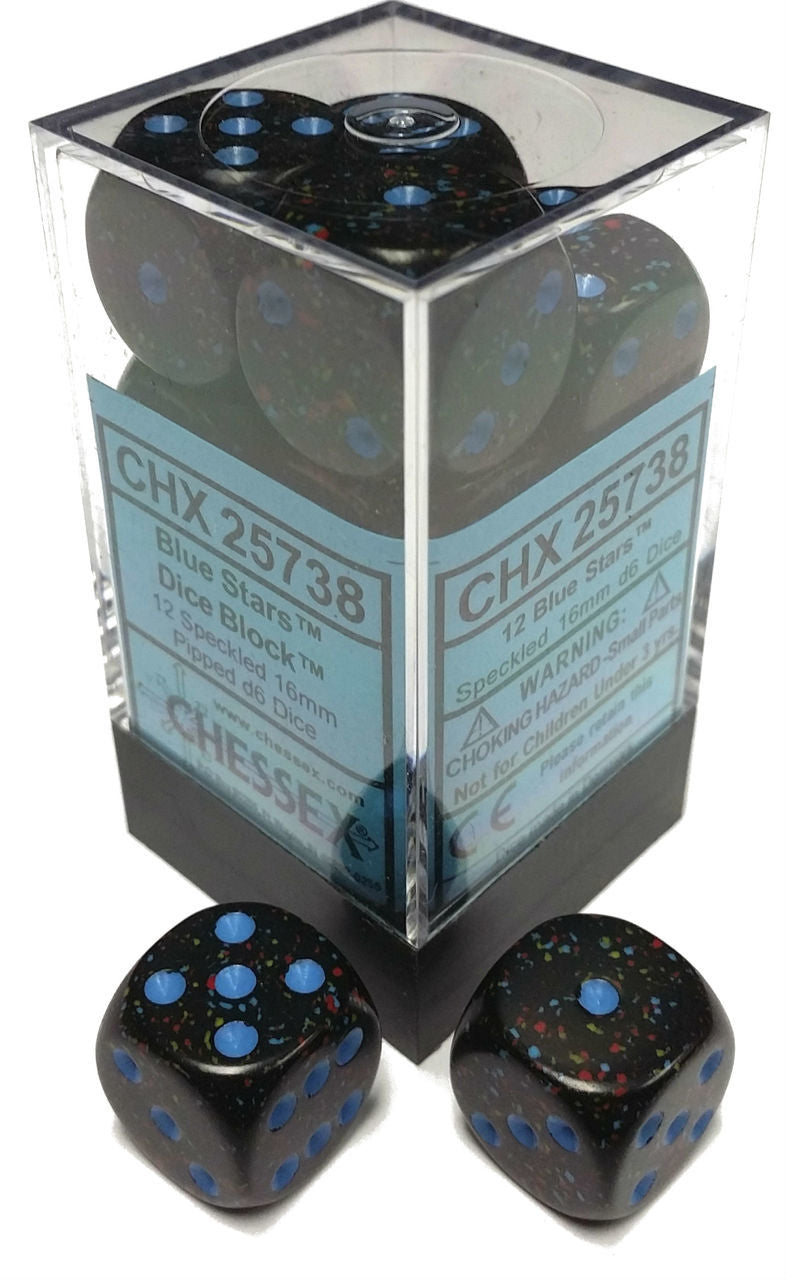 Chessex Blue Stars 12mm D6 Dice Block (36) | Odin's Place