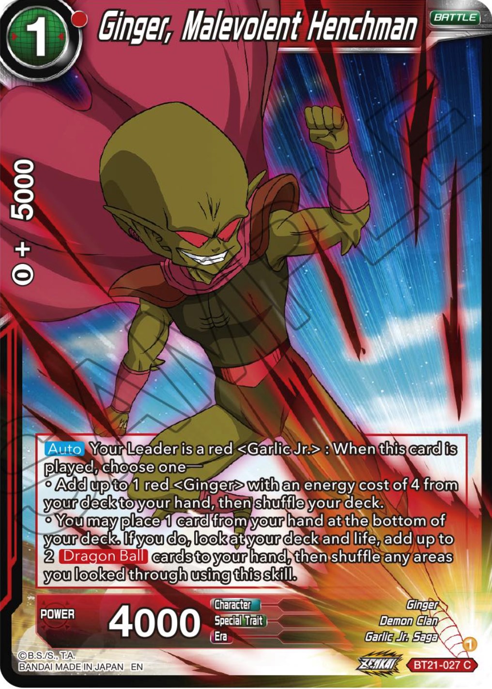 Ginger, Malevolent Henchman (BT21-027) [Wild Resurgence] | Odin's Place