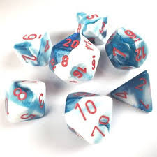 Chessex Gemini Astral Blue and White with Red Poly 7 Set | Odin's Place