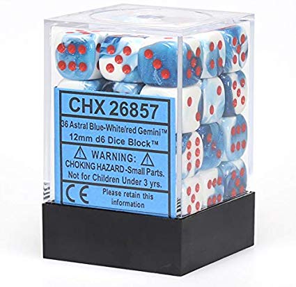 Chessex Gemini Blue and White with Red12mm D6 Set | Odin's Place