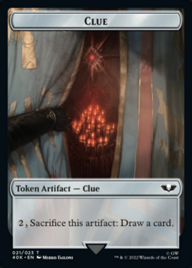Astartes Warrior // Clue Double-Sided Token (Surge Foil) [Warhammer 40,000 Tokens] | Odin's Place