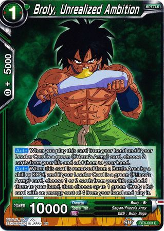 Broly, Unrealized Ambition (BT6-063) [Destroyer Kings] | Odin's Place