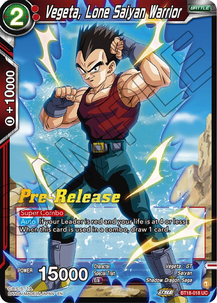 Vegeta, Lone Saiyan Warrior (BT18-018) [Dawn of the Z-Legends Prerelease Promos] | Odin's Place