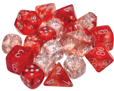 Chessex Nebula Luminary Red/Silver 16mm D6 7 Set | Odin's Place