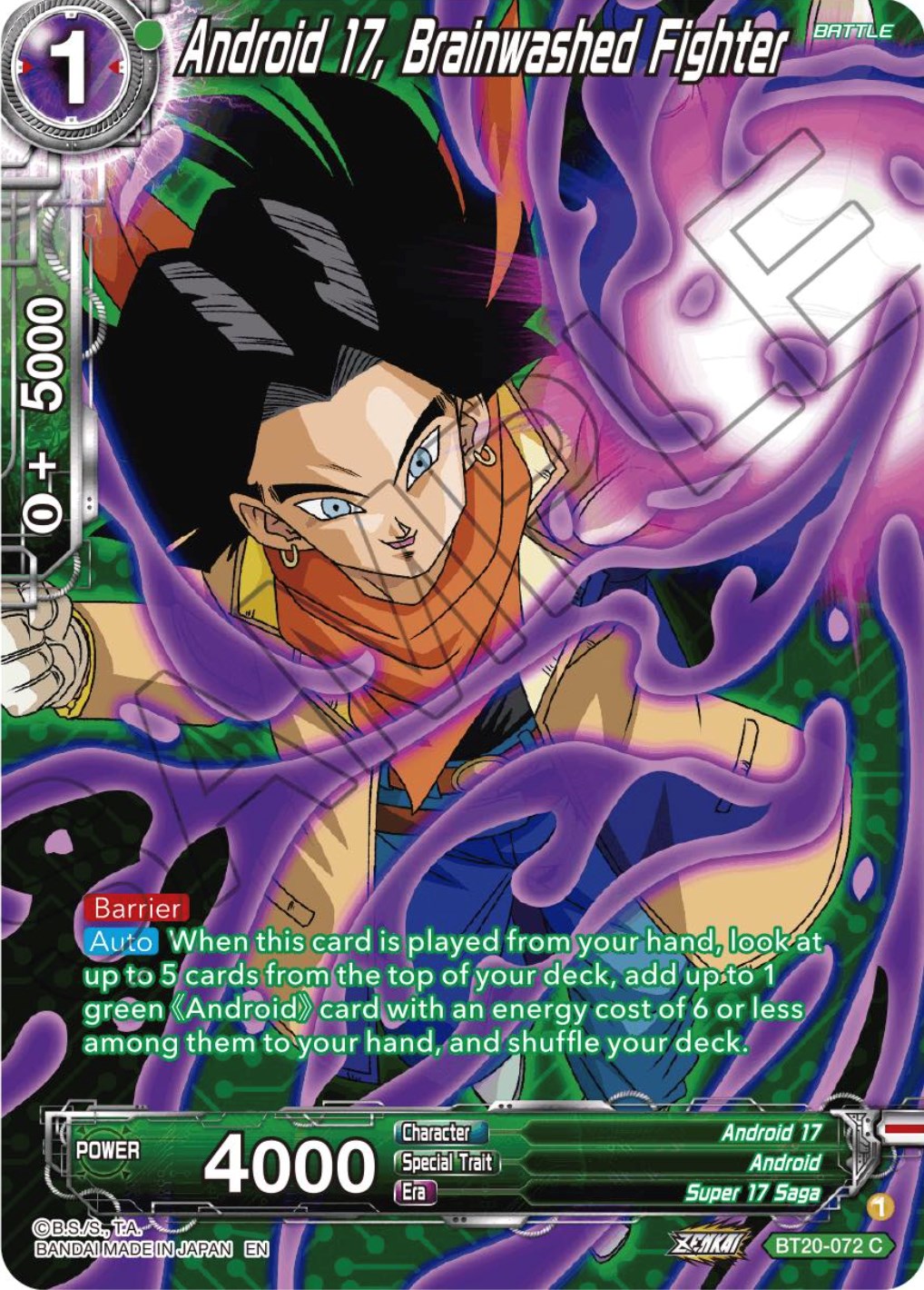 Android 17, Brainwashed Fighter (Silver Foil) (BT20-072) [Power Absorbed] | Odin's Place