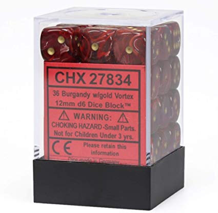 Chessex Vortex Burgundy with Gold 12mm D6 Set | Odin's Place