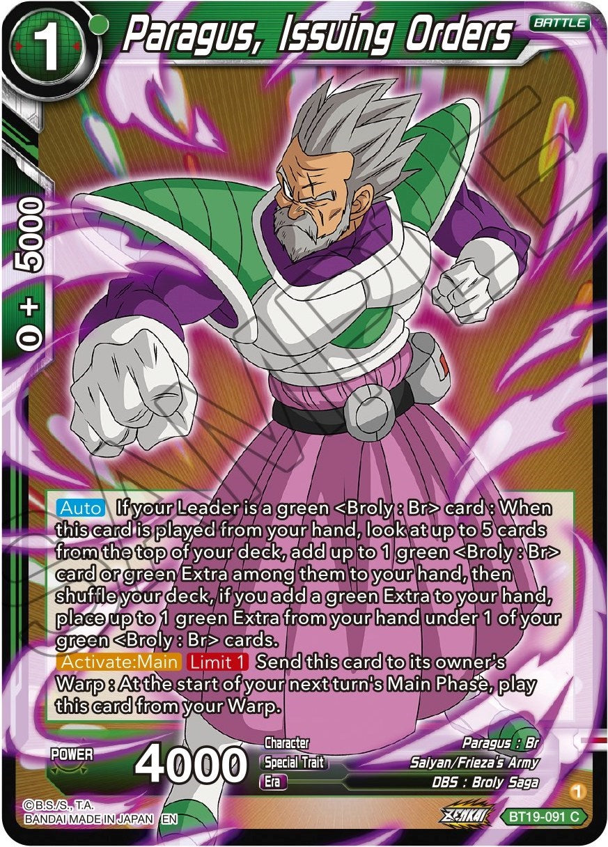 Paragus, Issuing Orders (BT19-091) [Fighter's Ambition] | Odin's Place