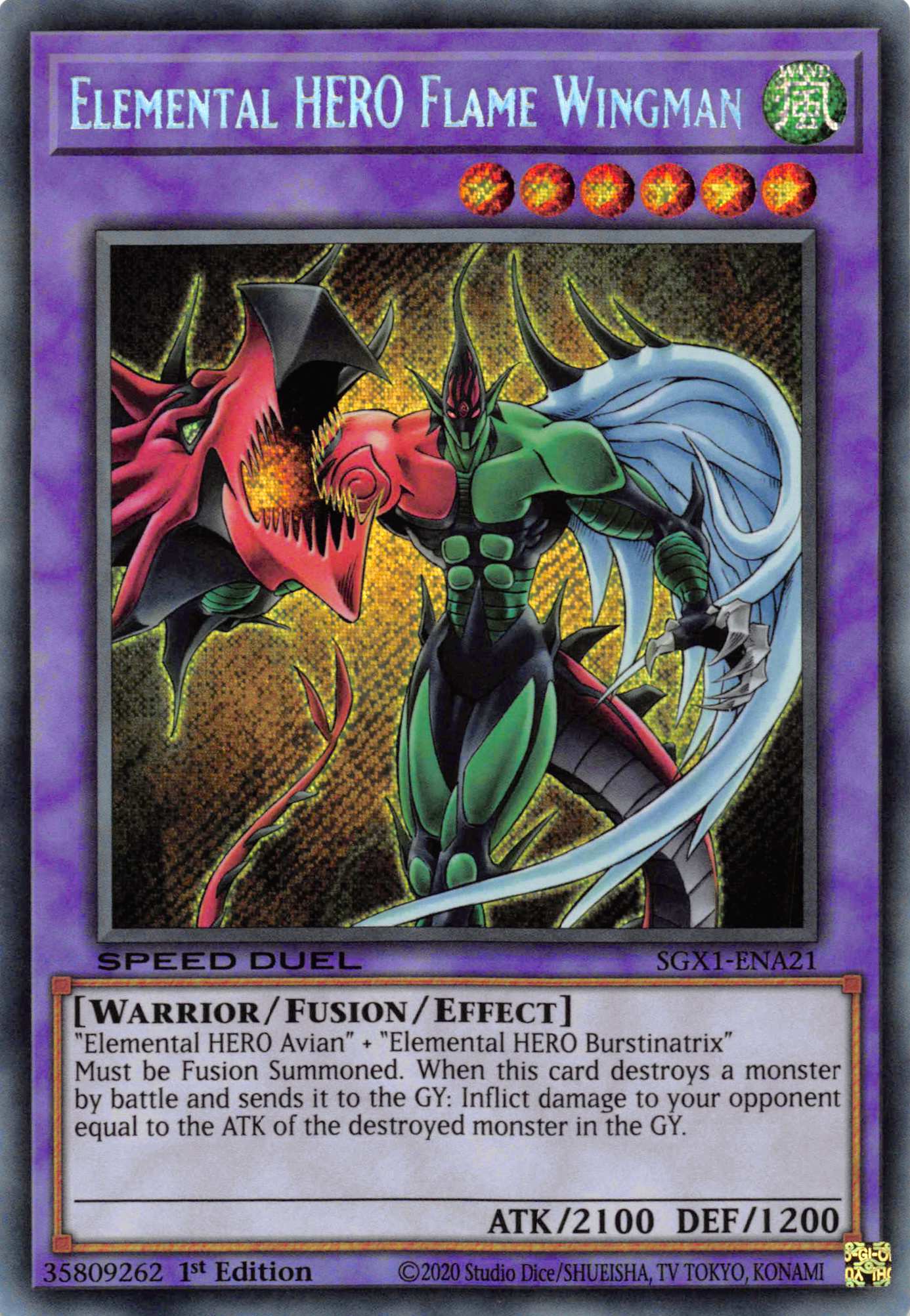 Elemental HERO Flame Wingman [SGX1-ENA21] Secret Rare | Odin's Place
