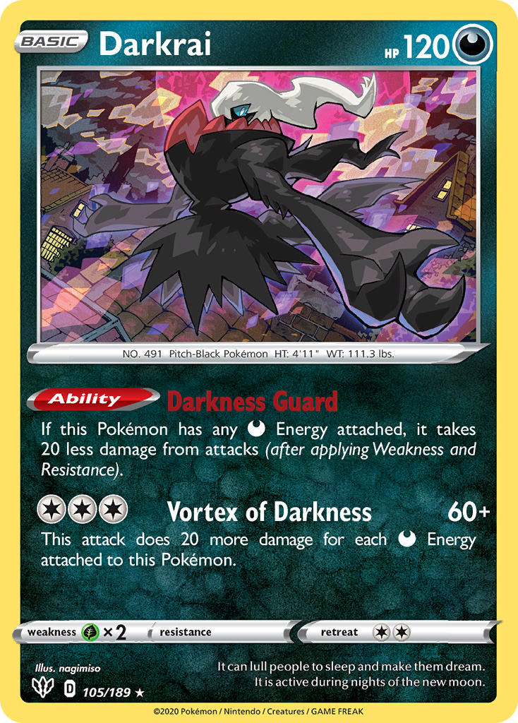 Darkrai (105/189) (Theme Deck Exclusive) [Sword & Shield: Darkness Ablaze] | Odin's Place
