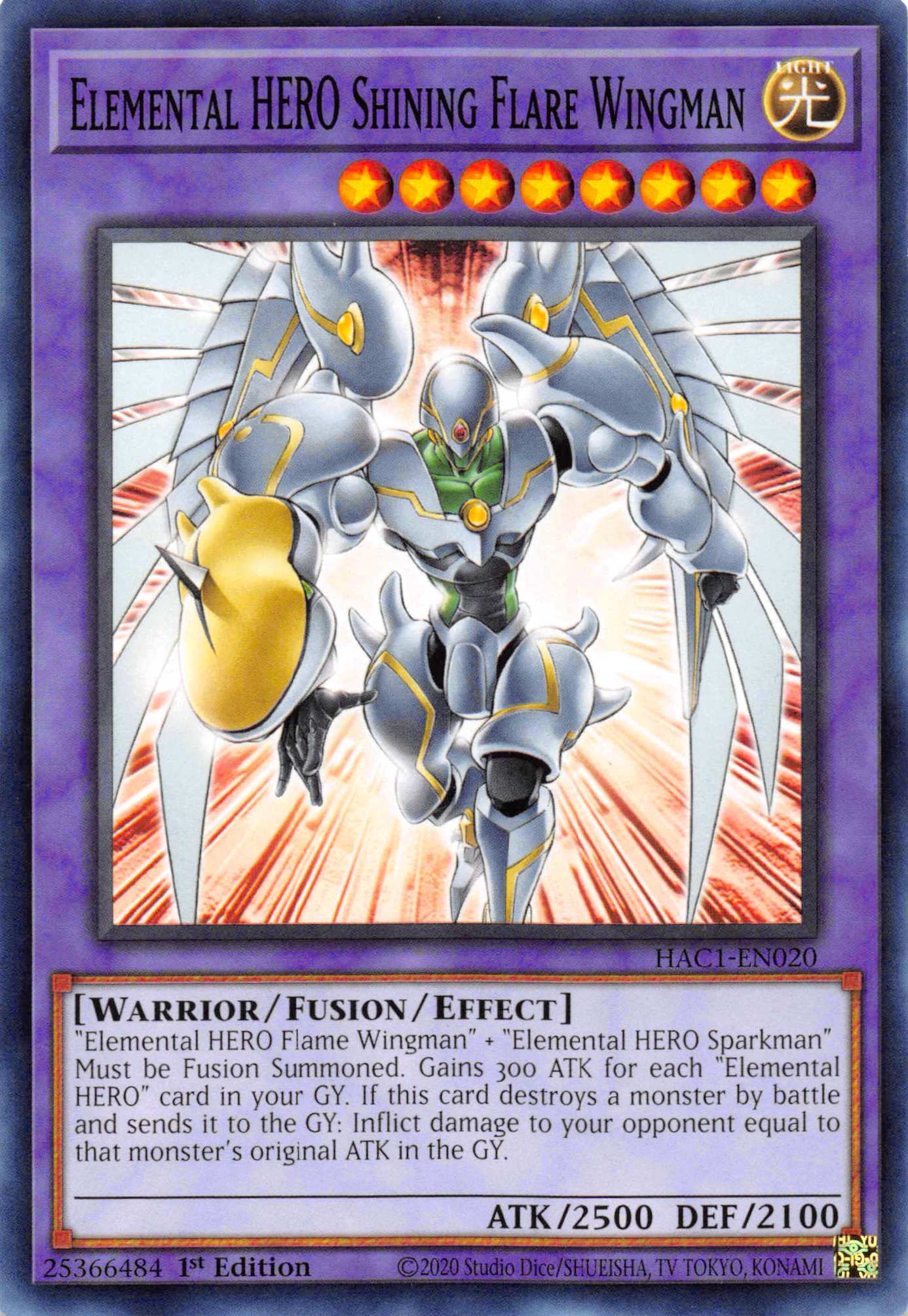 Elemental HERO Shining Flare Wingman (Duel Terminal) [HAC1-EN020] Parallel Rare | Odin's Place