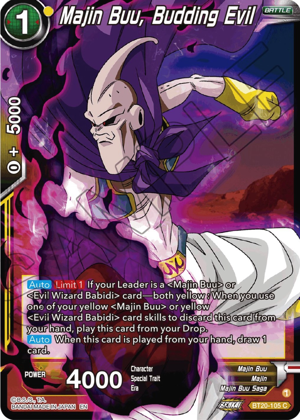 Majin Buu, Budding Evil (BT20-105) [Power Absorbed] | Odin's Place