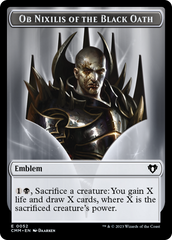Clue // Ob Nixilis of the Black Oath Emblem Double-Sided Token [Commander Masters Tokens] | Odin's Place