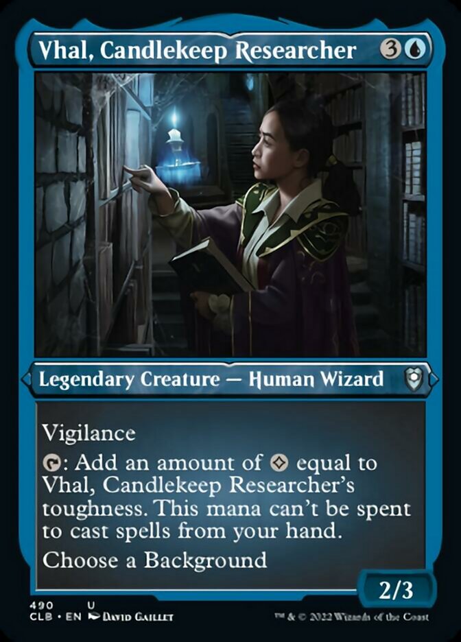 Vhal, Candlekeep Researcher (Foil Etched) [Commander Legends: Battle for Baldur's Gate] | Odin's Place