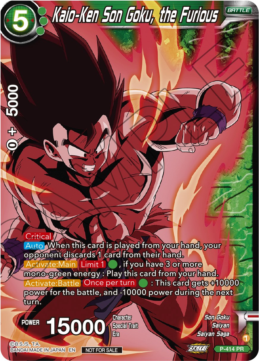 Kaio-Ken Son Goku, the Furious (Zenkai Series Tournament Pack Vol.1 Winner) (P-414) [Tournament Promotion Cards] | Odin's Place