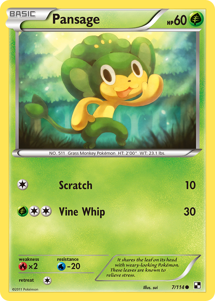 Pansage (7/114) [Black & White: Base Set] | Odin's Place
