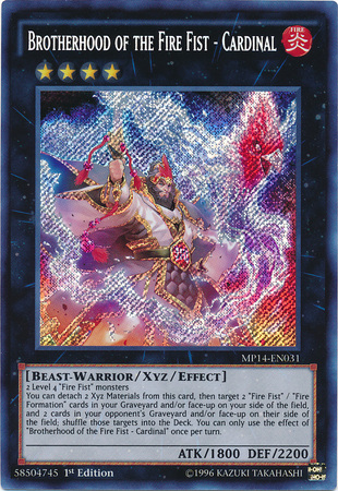 Brotherhood of the Fire Fist - Cardinal [MP14-EN031] Secret Rare | Odin's Place