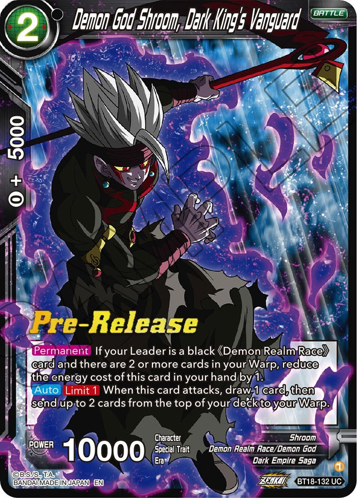Demon God Shroom, Dark King's Vanguard (BT18-132) [Dawn of the Z-Legends Prerelease Promos] | Odin's Place