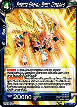 Raging Energy Blast Gotenks (BT4-034) [Colossal Warfare] | Odin's Place